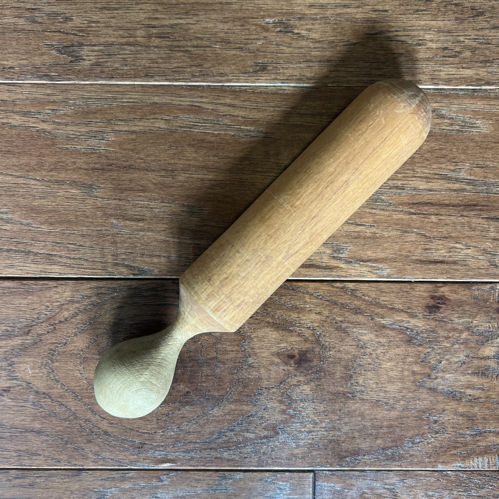 Vintage Wooden Pestle Masher Solid Hard Wood Kitchen Utensil